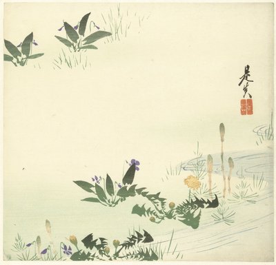 Forårsblomster ved et vandløb af Shibata Zeshin