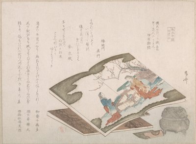 Illustrerede bøger og et røgelsebrænder, 1800-tallet., 1800-tallet. af Shinsai