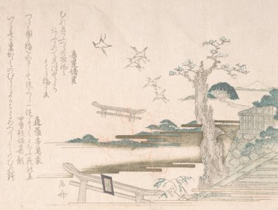 Spring Rain Collection Harusame shu, vol. 2: Traner ved Tsurugaoka Hachimango-helligdommen i ..., 1810