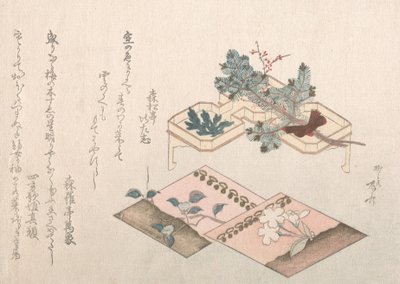 Spring Rain Collection Harusame shu, vol. 2: Fyrreskud og tilbehør til N..., 1800-tallet. af Shinsai