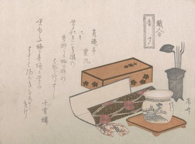 Redskaber til røgelsesceremonien, "Røgelsesmesteren" Kogiki, fra serien An Arra..., ca. 1810