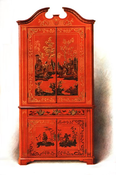Rød lak kabinet, 1907 1908. af Shirley Charles Llewellyn Slocombe