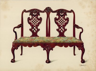 Sofa, ejendom tilhørende Miss Mills (chromolitho) af Shirley Charles Llewellyn Slocombe