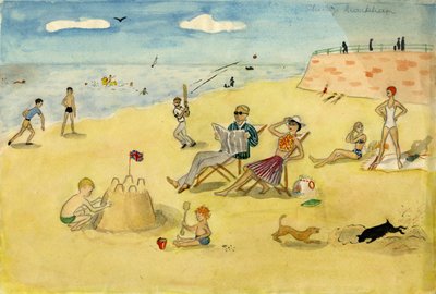 Strandscene, c1946. af Shirley Markham