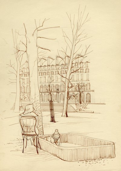Barn leger i sandkasse, Paris, Frankrig, c1951. af Shirley Markham