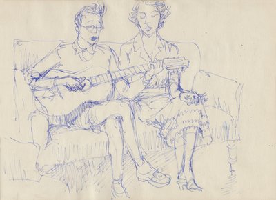 Par med en guitar, c1950. af Shirley Markham