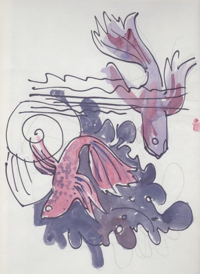 Fiskestudie, c1970. af Shirley Markham