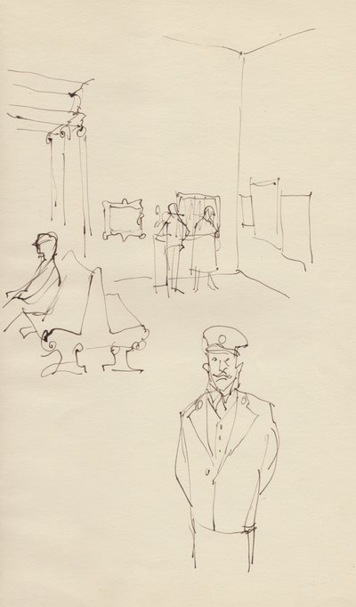 Vagt i et kunstgalleri, c1950. af Shirley Markham