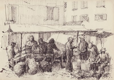 Markedsscene, Italien, c1950. af Shirley Markham