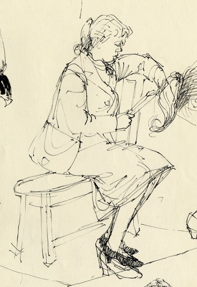 Siddende kvinde læser, 1953. af Shirley Markham