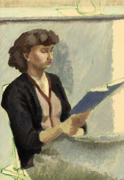 Siddende kvinde læser, c1953. af Shirley Markham