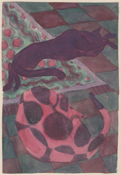 Sovende hund og kat, c1951. af Shirley Markham