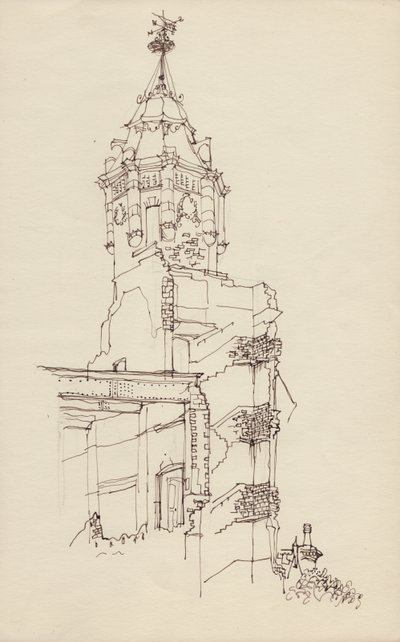 Tårn af ødelagt bygning, c1950. af Shirley Markham