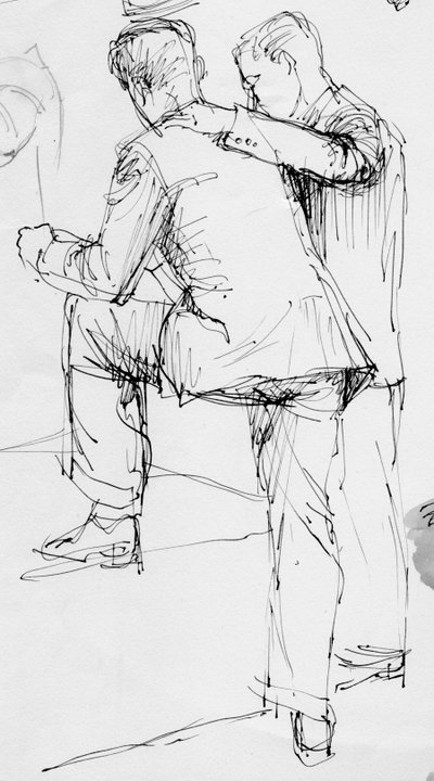 To mænd stående, 1953. af Shirley Markham