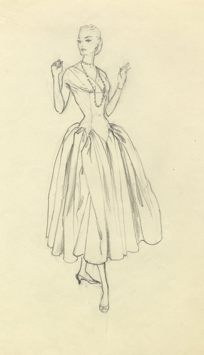 Kvinde i smaltaljet kjole, c1952. af Shirley Markham