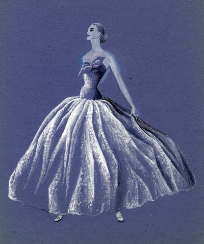 Kvinde i stropløs balkjole, c1952. af Shirley Markham
