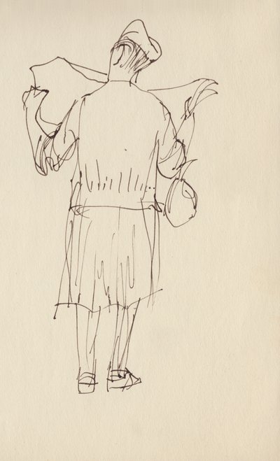 Kvinde læser en avis, c1950. af Shirley Markham