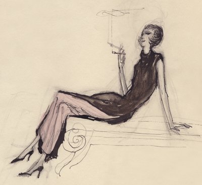 Kvinde ryger, c1950. af Shirley Markham