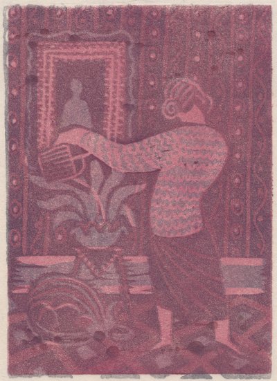 Kvinde vander planter, c1951. af Shirley Markham