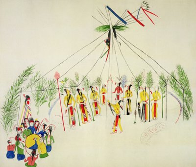 The Shoshone Sun Dance (pigment på muslin) af Shoshone Katsikodi School