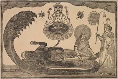 Anantasayan (Vishnu liggende på slangen Ananta) af Shri Gobinda Chandra Roy
