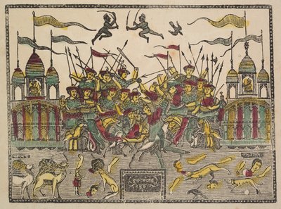 Slagscene, 1800-tallet. af Shri Gobinda Chandra Roy