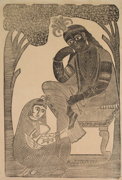 Radha stryger Krishnas fødder af Shri Gobinda Chandra Roy