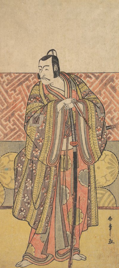 Ichikawa Danjuro V som Kudo Suketsune, Richly Attired, Leaning on His Sword, slutningen af det 18. århundrede. af Shunsho
