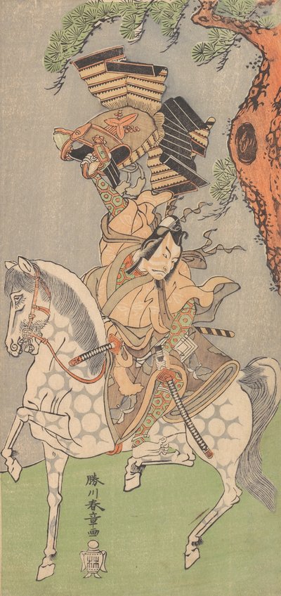 Ichikawa Danjuro V som en kriger monteret på en dapple grå hest, 1771. af Shunsho