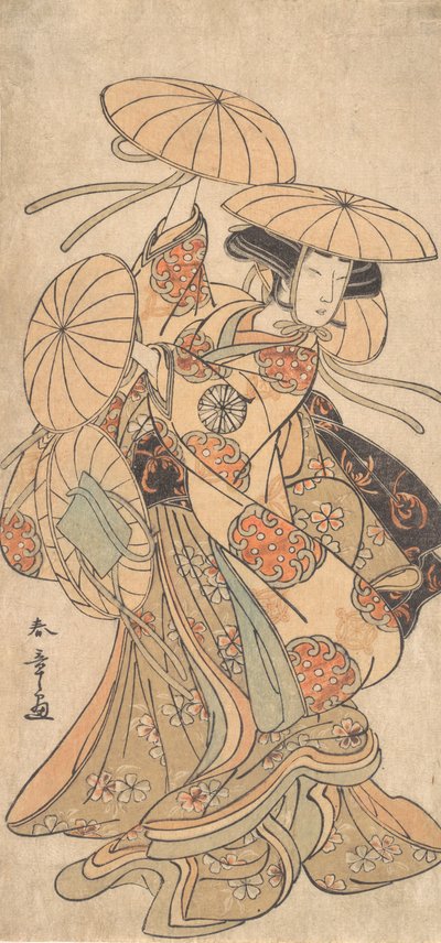 Kabuki-skuespiller Nakamura Tomijuro I i en kvindelig danserolle, ca. 1777. af Shunsho