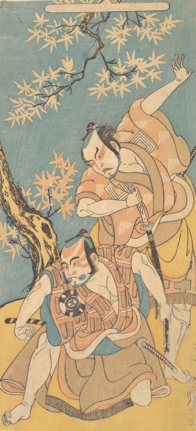 Scene fra dramaet Otokoyama Yunzei Kurabe, 12. måned, 1768. af Shunsho
