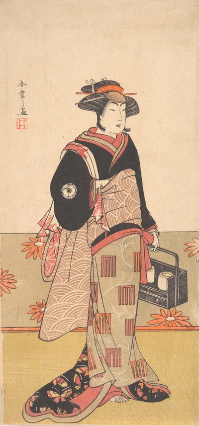 Skuespilleren Iwai Hanshiro IV som kvinde i en sort kimono, ca. 1780. af Shunsho