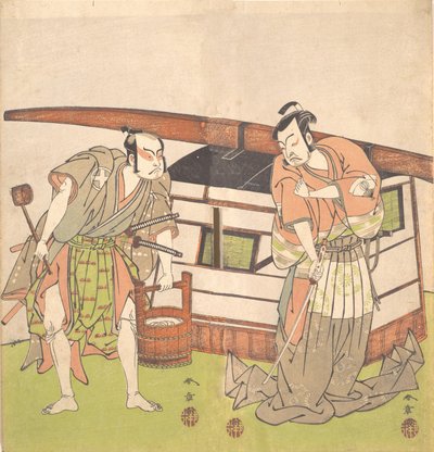 Skuespilleren Otani Hiroji III og skuespilleren Onoe Kikugoro I, ca. 1778. af Shunsho
