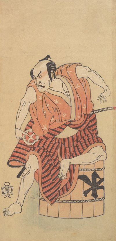 Den tredje Otani Hiroemon som en Otokodate siddende på et omvendt badekar, 1768 eller 1769. af Shunsho