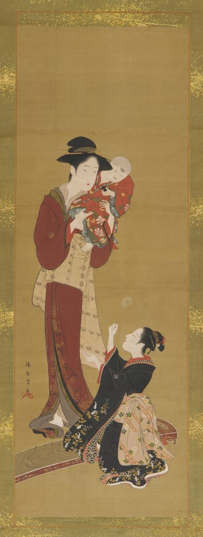 Kvinde, en baby og en ung pige, 1726-1868. af Shunsho