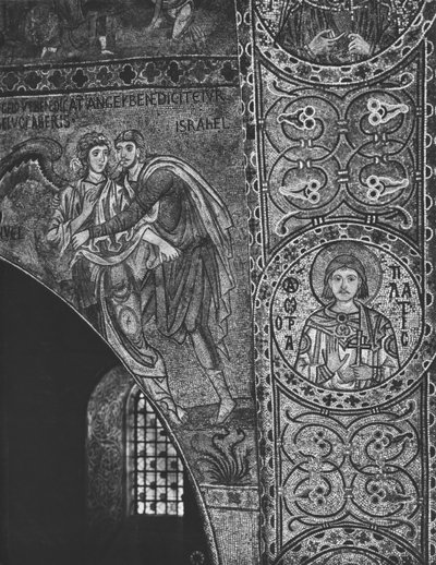 Jakob kæmper med englen (mosaik) af Sicilian School