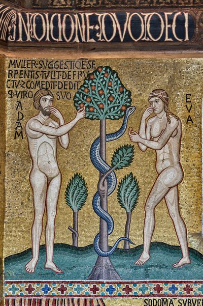 Palatinerkapellet (Basilikaen), cyklus af mosaikker i Det Gamle Testamente, Skabelsens cyklus: "The Original Sin", XII århundrede af Sicilian School