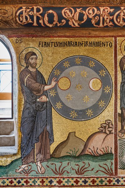 Palatinerkapellet (Basilikaen), cyklus af mosaikker i Det Gamle Testamente, Skabelsens cyklus: "Skabelsen af stjerner", XII århundrede af Sicilian School