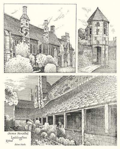 Jesus Hospital, Lyddington, Rutland (gravering) af Sidney Heath