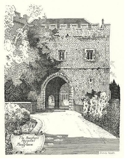 Boniface Hospital, Maidstone (gravering) af Sidney Heath