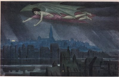 Lucifer flyver over byen. 