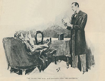 Han brød seglet og kiggede over indholdet, 1892 af Sidney Paget