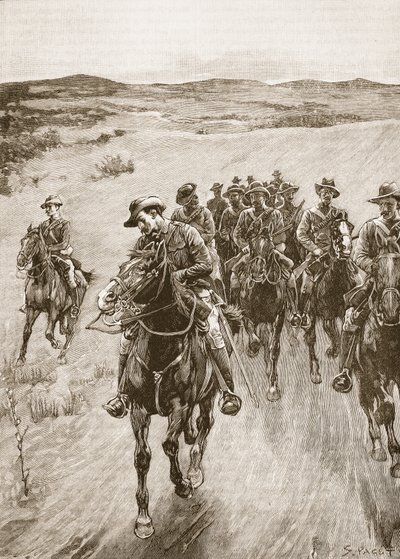 På sporet af Lobengula, 1893, illustration fra 