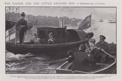 Kaiser og den lille engelske dreng - A Reminiscence of Cowes (litho) af Sidney Paget