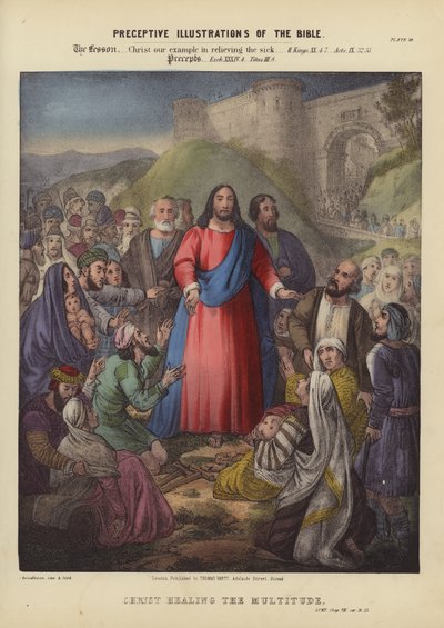 Kristus helbreder mængden (farvet indgravering) af Siegfried Detler Bendixen