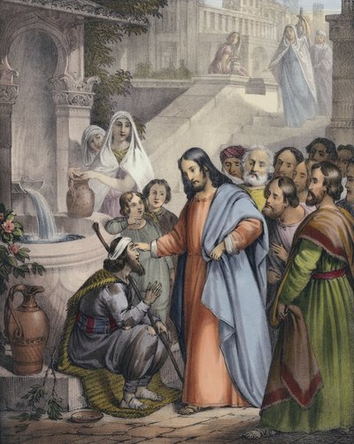 Jesus giver syn til en født blind af Siegfried Detler Bendixen