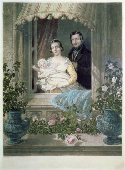 Dronning Victoria, Prins Albert og baby på Windsor Castle af Siegfried Detler Bendixen