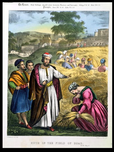 Ruth in the Field of Boaz, fra en bibel trykt af Edward Gover, 1870