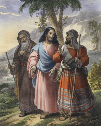Rejsen til Emmaus (farvet gravering) af Siegfried Detler Bendixen