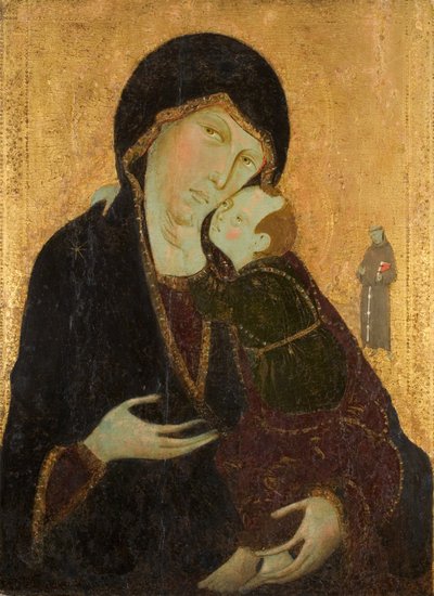Madonna og barn med St. Francis, ca. 1285 (tempera på panel) af Sienese School